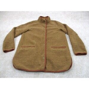 Old Navy Sweater Womens Medium M Caramel Brown Sherpa Shell Fleece Full Zip